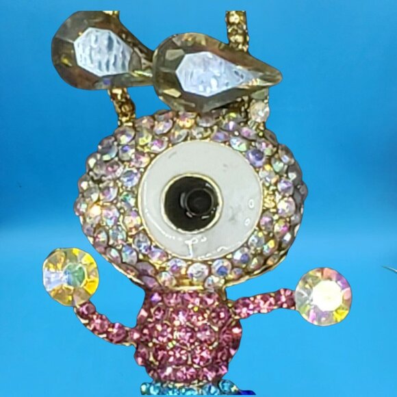 Alien Necklace Pin Combo Gift Boxed • Rhinestone UFO Pendant 28" - Picture 3 of 7